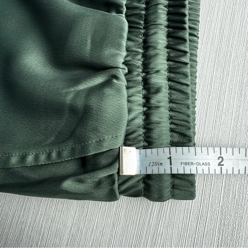 Socialite Satin Joggers Olive Green XS Minimalist Party Elevated Casual‎ Pants